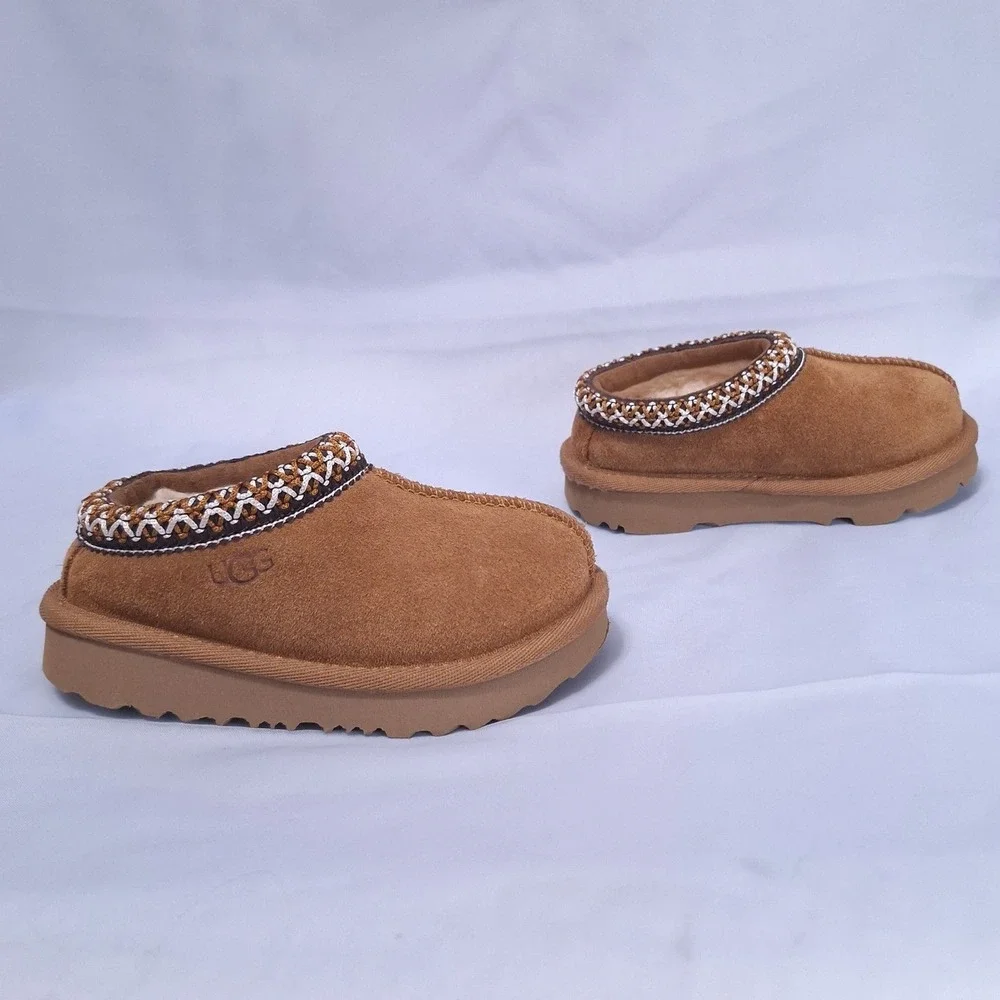 UGG Tasman II Slipper‎ Toddler Size 7 Chestnut Suede Slip-on Baby 2-3T EUC